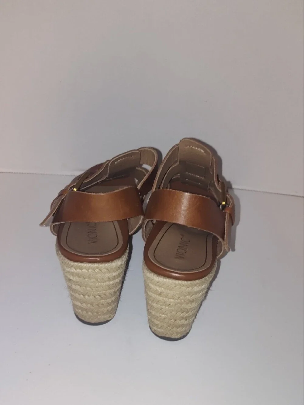 Vionic Tan Brown Wedge Sandals with Espadrille Sole